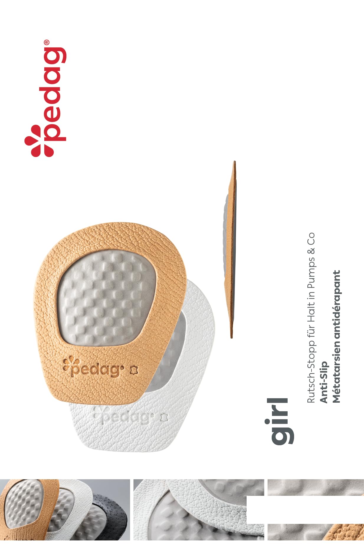 pedag Girl Anti-Slip Forefoot Inserts for High Heel Footwear, Handmade in Germany, Sandals Pumps and Mules, Textured Grip, Real