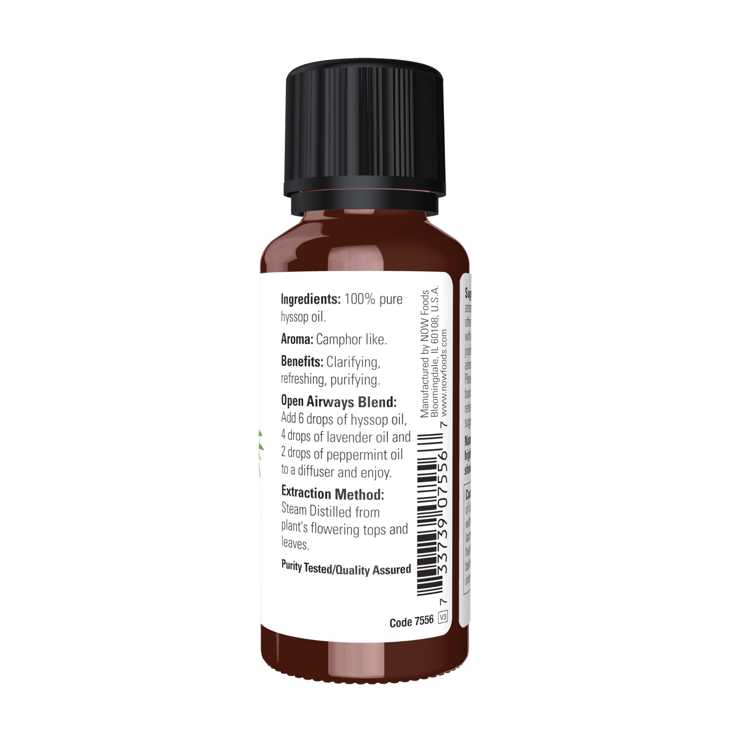 NOW Essential Oils, Hyssop Oil, Purifying Aromatherapy Scent, Steam Distilled, 100% Pure, Vegan, Child Resistant Cap, 1-Ounce