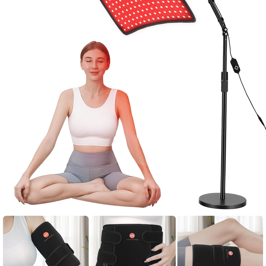 YOHOTESION Red Light Therapy for Body, Infrared Red Light Therapy Lamp with Floor Stand & Flexible Wrap, 660nm+850nm, 4 Modes & 