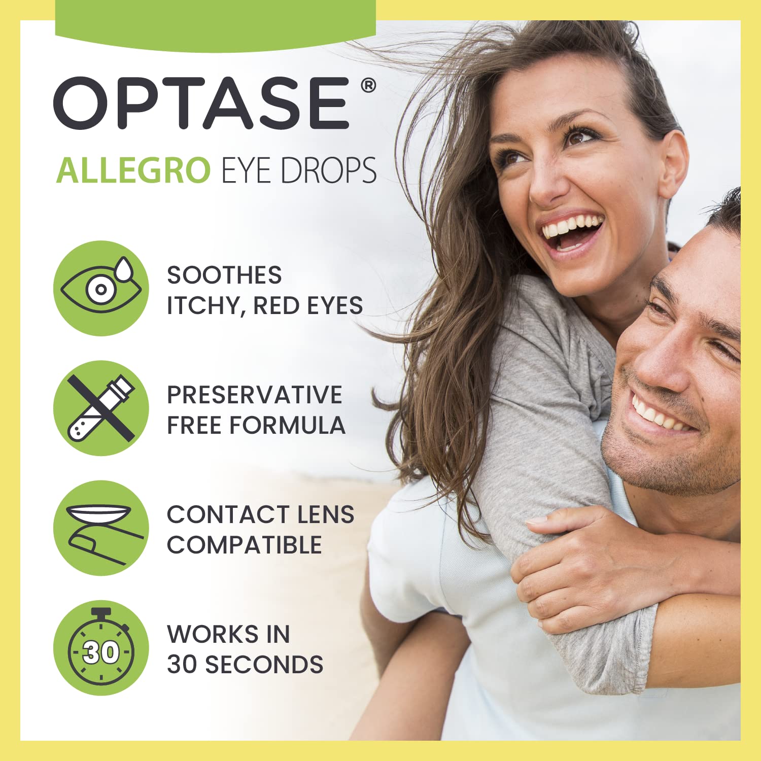 Optase Allegro Eye Drops for Dry Eyes - Lubricating Drops for Dry, Red, and Itchy Eyes - Relief from Seasonal Irritants - Contac