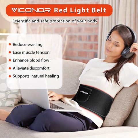 Red Light Therapy Belt for Body Infrared Light Therapy Devices Near Infrared Wrap Pad Timer Remote Control for Back Waist Muscle