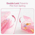 Barhon Monthly Pill Organizer 1 Time a Day, 30 Day Pill Organizer Once a Day, One Month Pills Box for Travel, Pink Medicine Pill