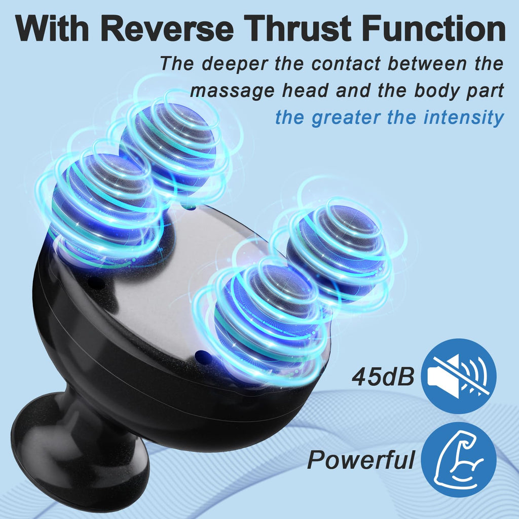 DEITY 4 Heads Handheld Massage Gun Deep Tissue, Electric Body Massager, Percussion Muscle Massager for Easing Shoulder and Back