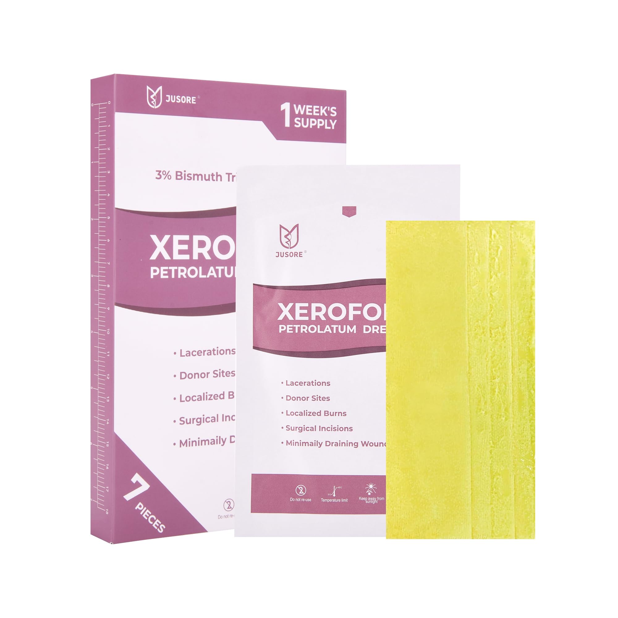 JUSORE Xeroform Petrolatum Dressing - 5x9, Medical Non Stick Gauze Pads, Xeroform Soft Mesh Gauze Patch for Wound Care, Burns, L
