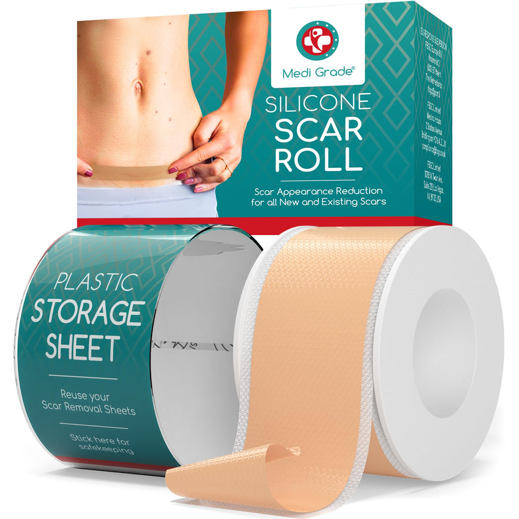 Medi Grade Silicone Scar Sheets, 80 Inches Long - Reusable Tape for C-Section, Keloid, Burn, Acne and Surgical Scars - Silicone 