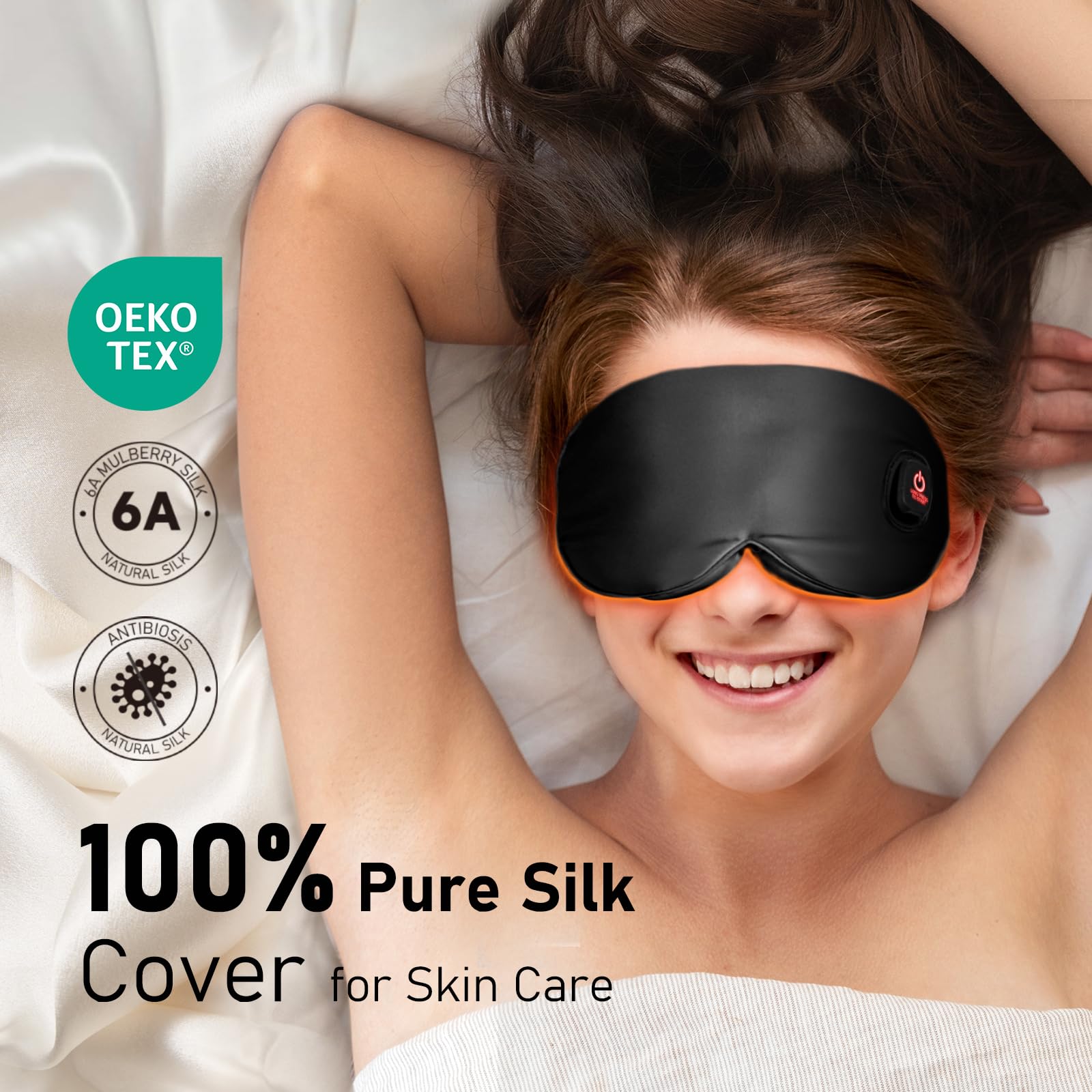 LitBear Silk Cordless Heated Eye Mask, Warm Eye Compress for Dry Eyes, Light Blocking Heat Eye Mask for Women Men, Soft Eye Heat