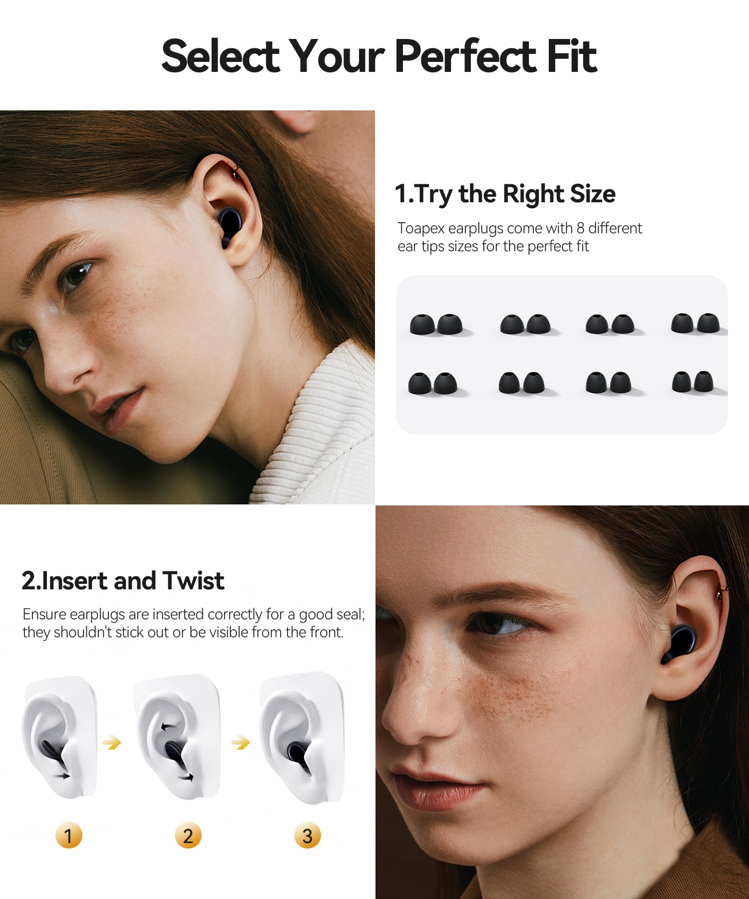 Ear Plugs for Sleeping Noise Cancelling, 45dB Ear Plugs for Noise Reduction Silicone Earplugs for Concert, Snoring, Focus, Work,