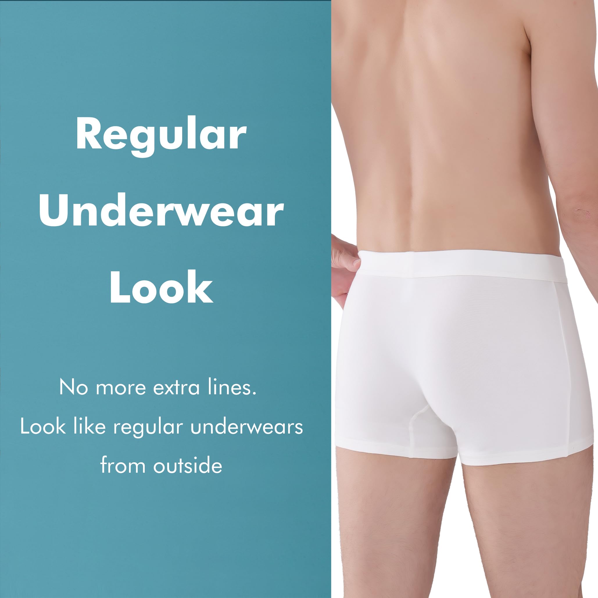 AIRCUTE Washable Absorbent Urinary Incontinence Underwear for Men, Soft Leak Proof Boxer Briefs for Bladder Leakage 60ML (Medium