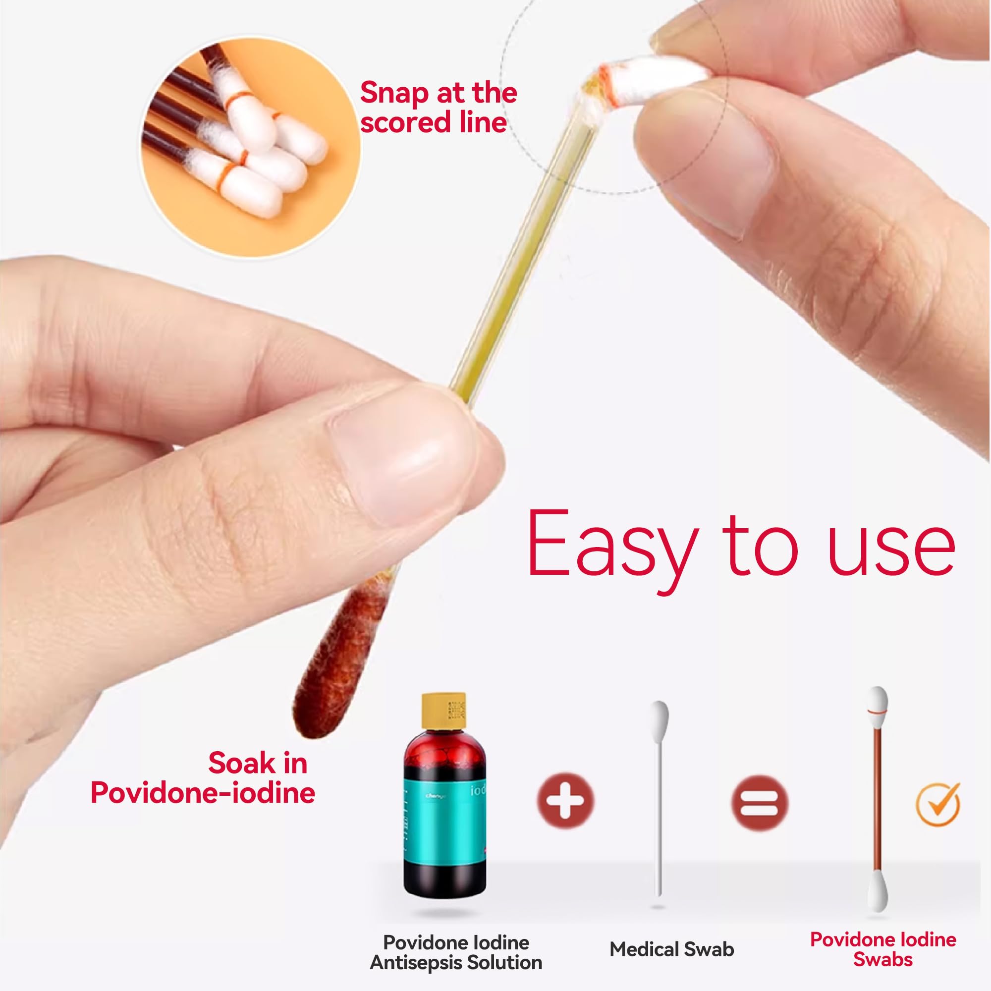 Large - Size 5 inchs Povidone Iodine Swabs (50-Count), Iodine Cotton swabs, Wound Care, Gentle Care and Emergency Care for The W