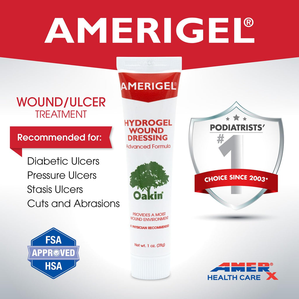 AMERIGEL Hydrogel Wound Dressing (1 oz.) - Provides Moisture-Rich Healing Environment for Dry Wounds