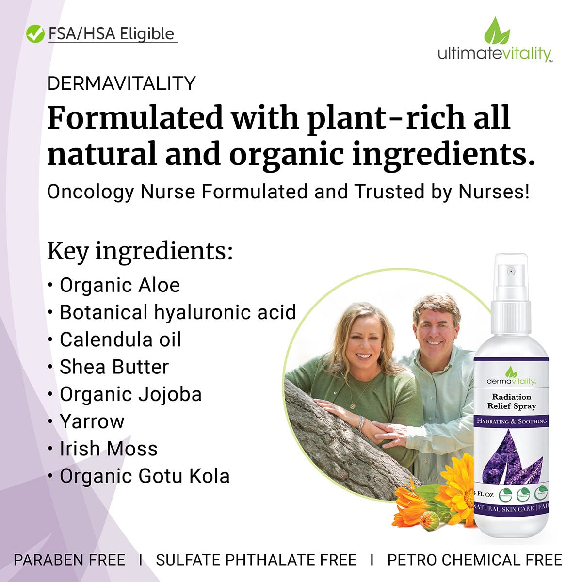 UltimateVitality Radiation Burn Relief Spray - Calendula Spray for Radiation Treatment, Natural Organic Plant Based Moisturizing