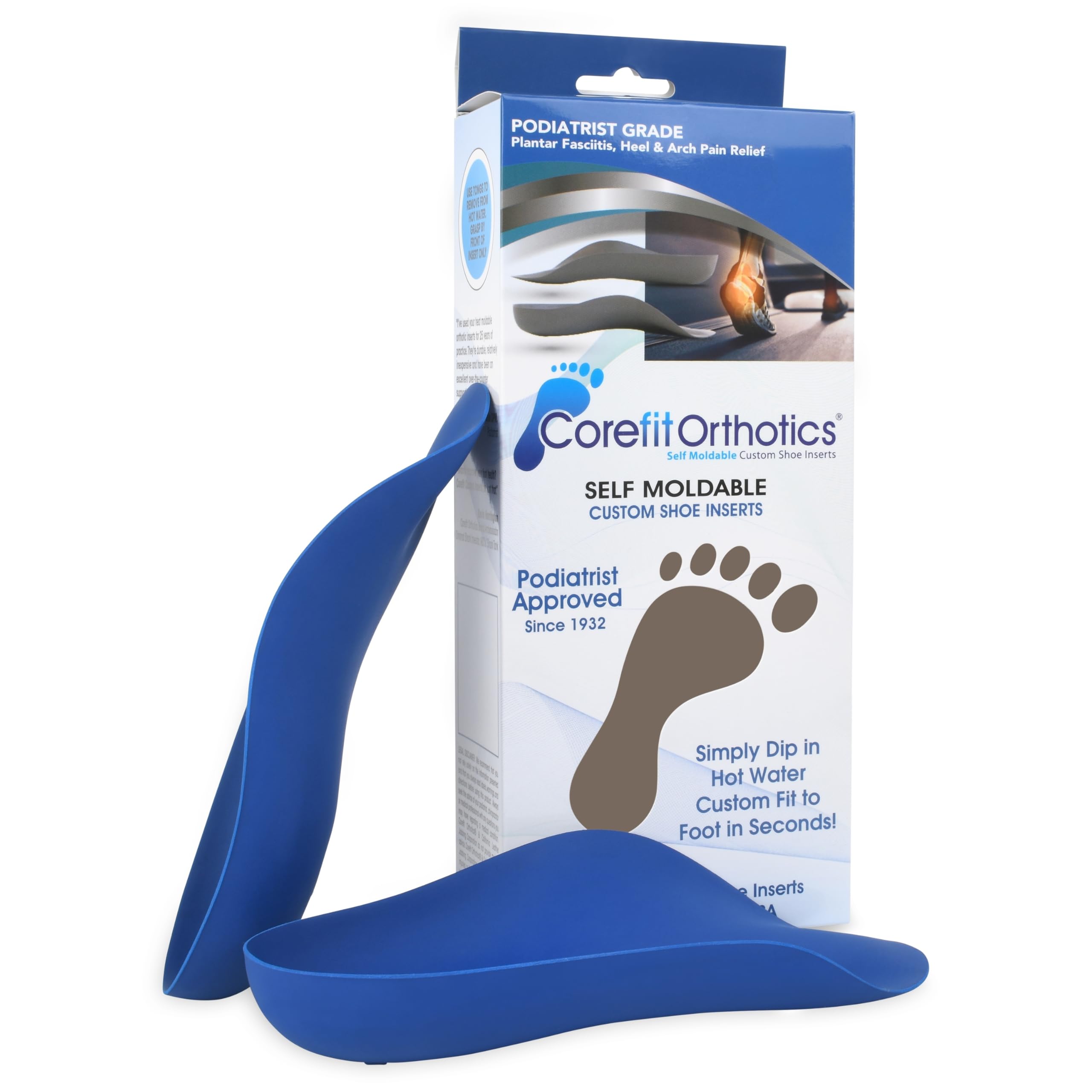Corefit Orthotics Medical Grade Custom Orthotics for Plantar Fasciitis, Heel & Arch Support - Custom Fit to Your Feet - Made in 