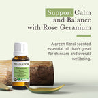 Pranarom USDA Certified Organic Rose Geranium Essential Oil (5ml), 100% Pure Undiluted Therapeutic Grade from Madagascar for Aro