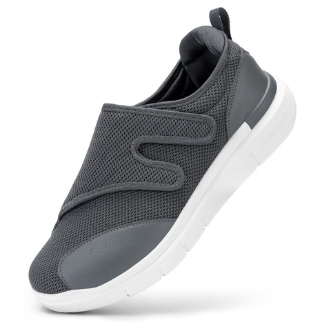 FitVille Diabetic Shoes for Men Extra Wide Width Orthopedic Slip-on Shoes Adjustable Closure Walking Sneakers with Arch Support 