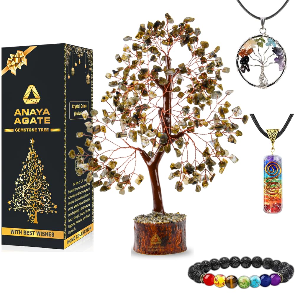 Labradorite Crystal Trees for Home and Office Decoration, Chakra Healing Crystals Feng Shui Handmade Trees for Positive Energy, 