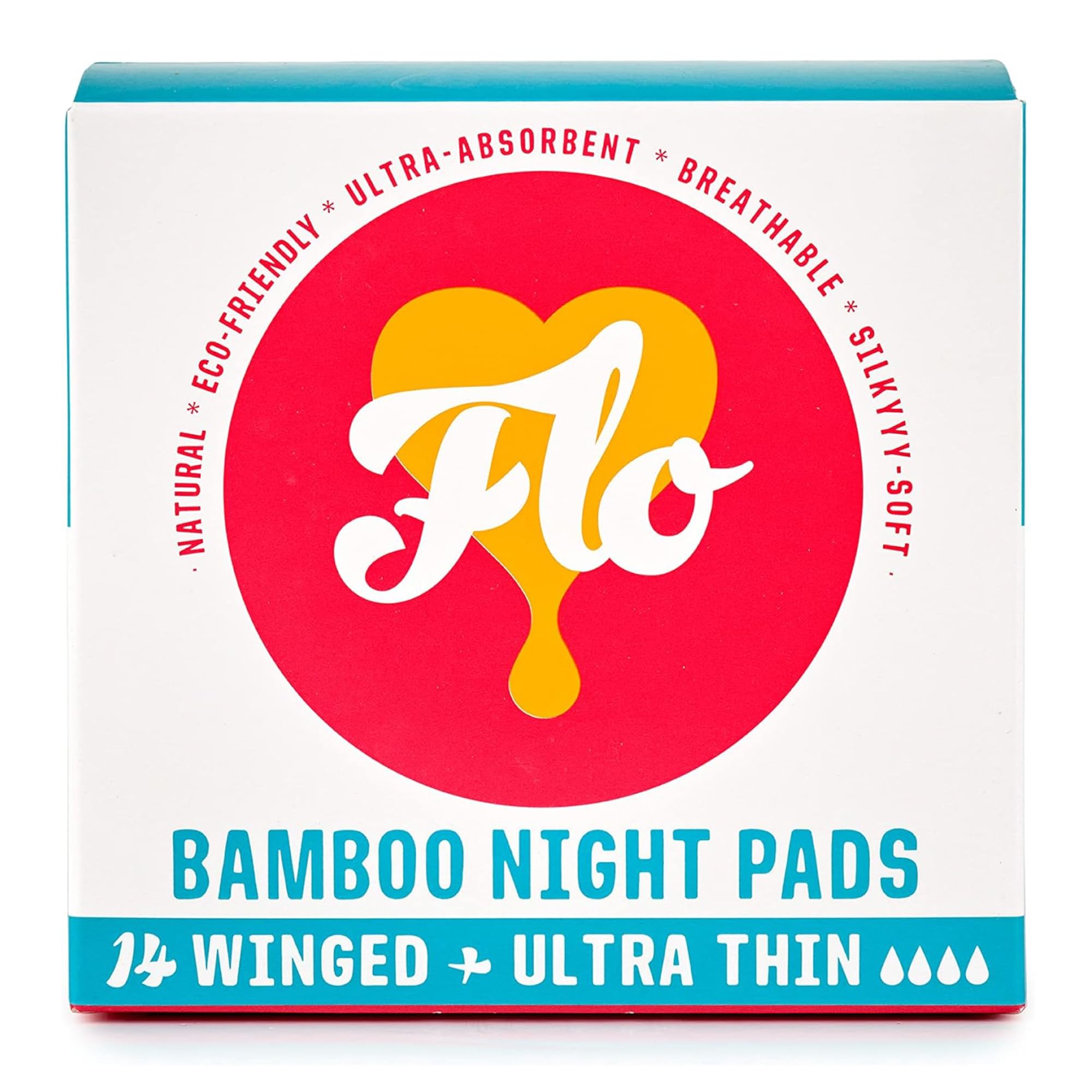 FLO Organic Bamboo Period Pads for Women, Biodegradable, Winged, Feminine Care, Organic Menstrual Products, Plant-Based, Plastic