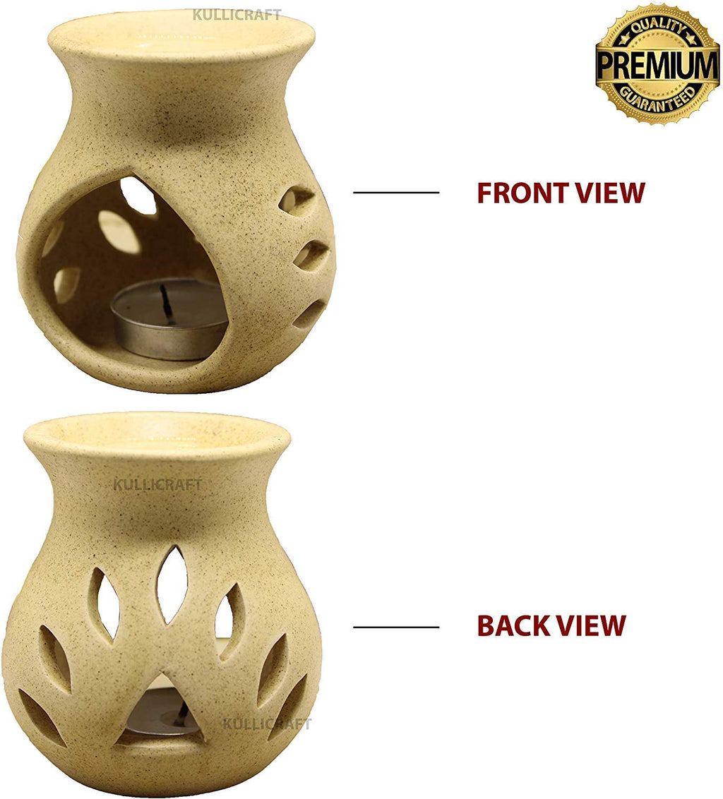 KC Kullicraft Black Ceramic Aroma Diffuser Oil Burner Clay Lamp Wax Warmer Tea Light Holder for Home Dcor (Free 1 Candle Tea Lig
