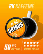 Grinds Coffee Pouches | Tobacco Free, Nicotine Free Healthy Alternative | 6 Cans of Orange Citrus | 18 Pouches Per Can | 1 Pouch