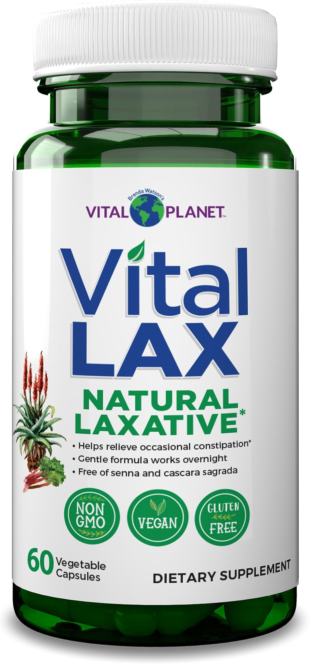 Vital Planet - Vital Lax Natural Laxative Cleanse Supplement for Occasional Constipation, with Magnesium Hydroxide, Slippery Elm