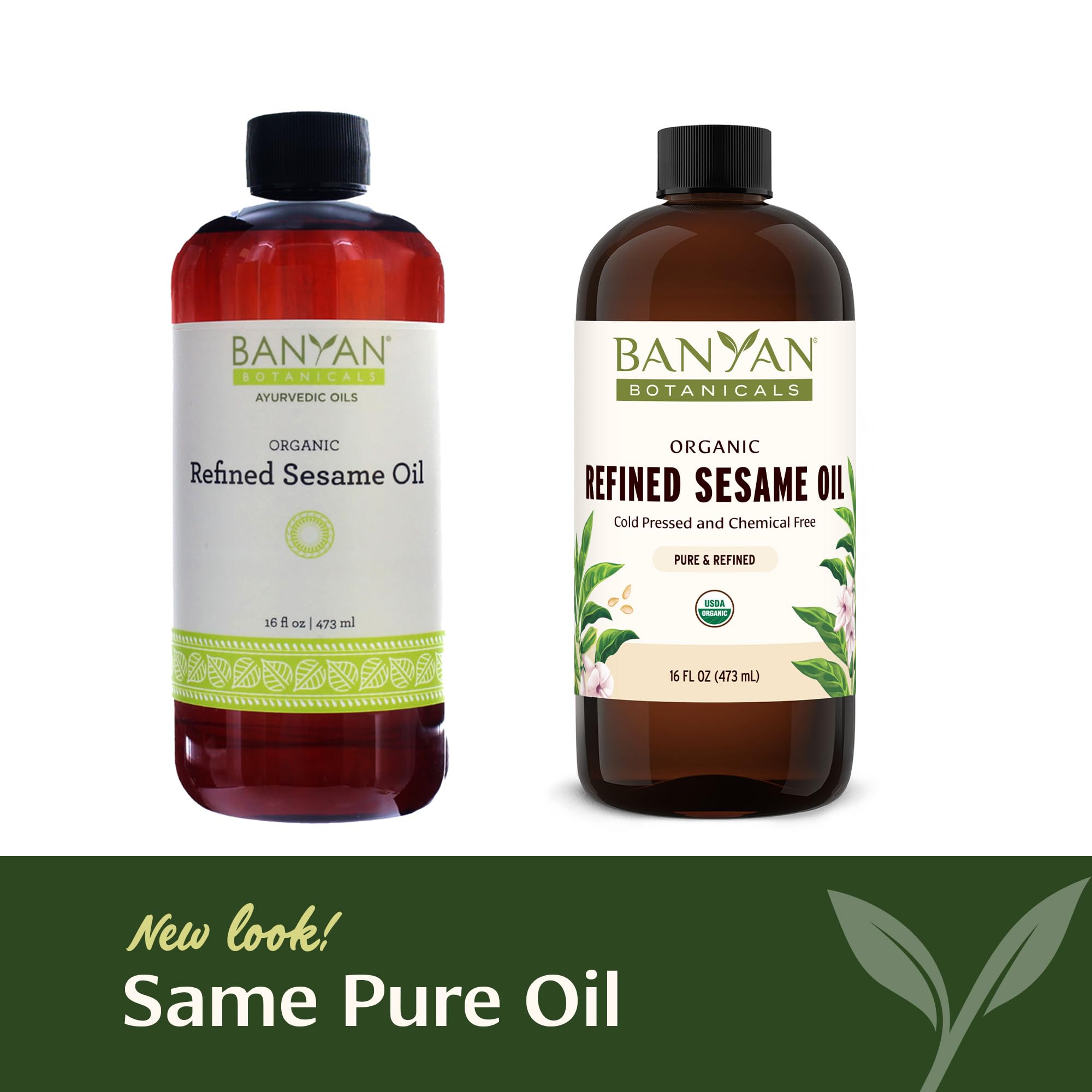 Banyan Botanicals Sesame Oil - Organic & Refined Sesame Oil for Skin, Body, Hair & More - Multiple Sizes - 16 oz - Non GMO Susta