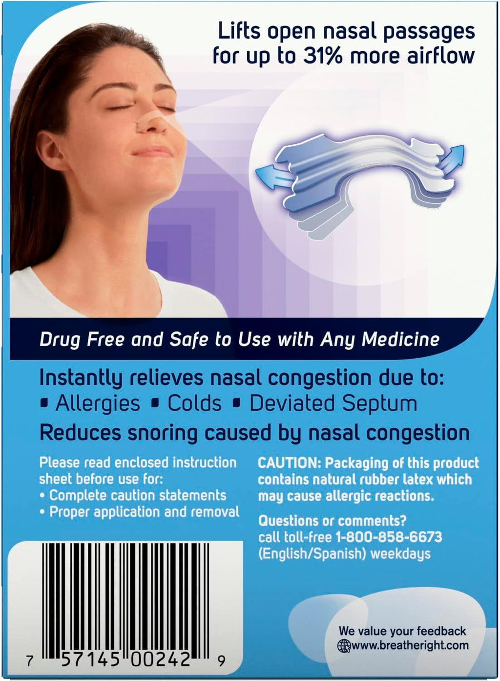 Breathe Right Nasal Strips Clear Large - 30 Strips