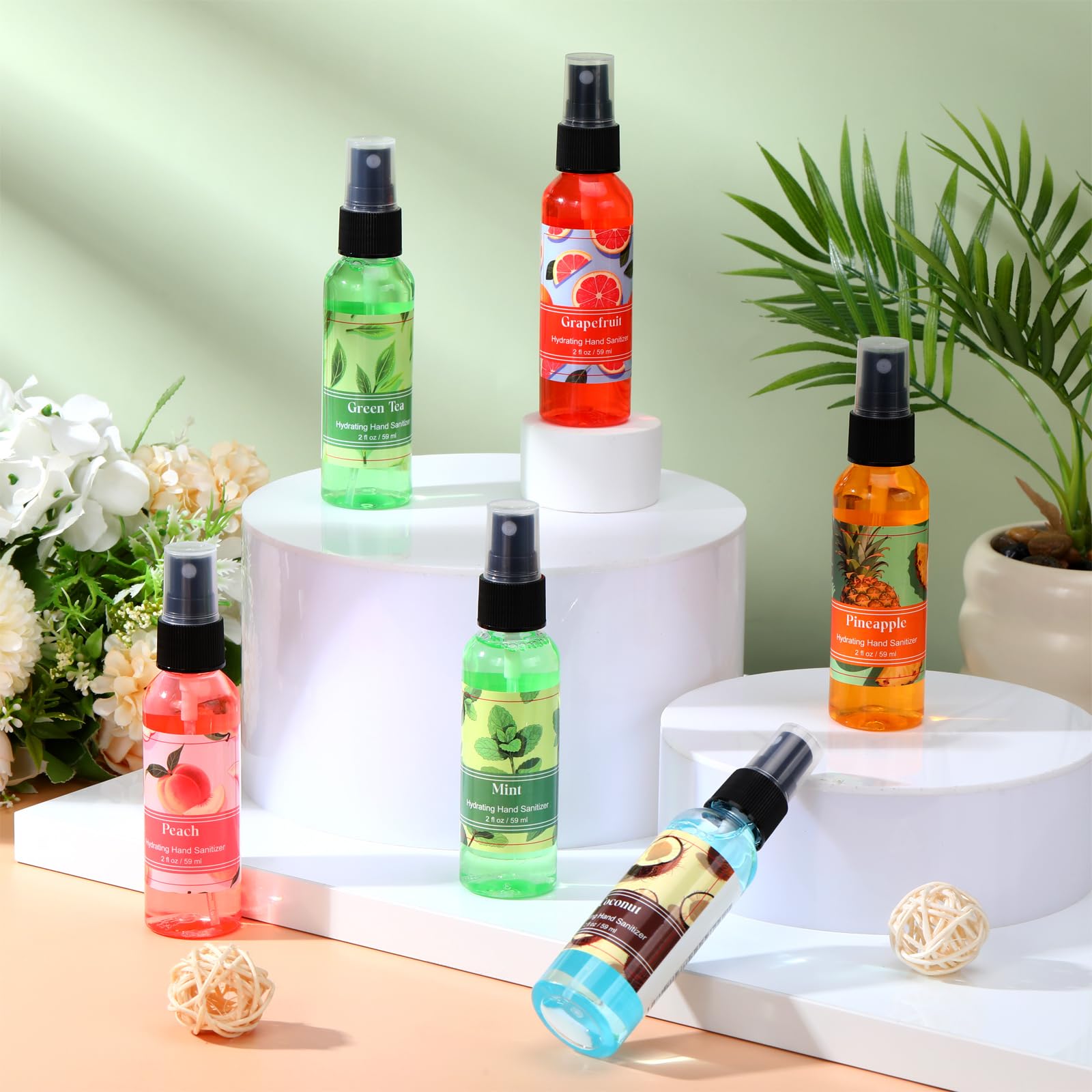 Dansib 12 Pcs Hydrating Hand Sanitizer Spray with Essential Oil Scented Hand Sanitizer Spray Travel Size 2 Fl oz Pocket Bottle M