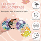 Geiserailie 30 PCS Adhesive Patch Compatible with Dexcom G7 Pre-Cut Flowers Pink Bow NO Glue in The Center Sensor Cover for Cont