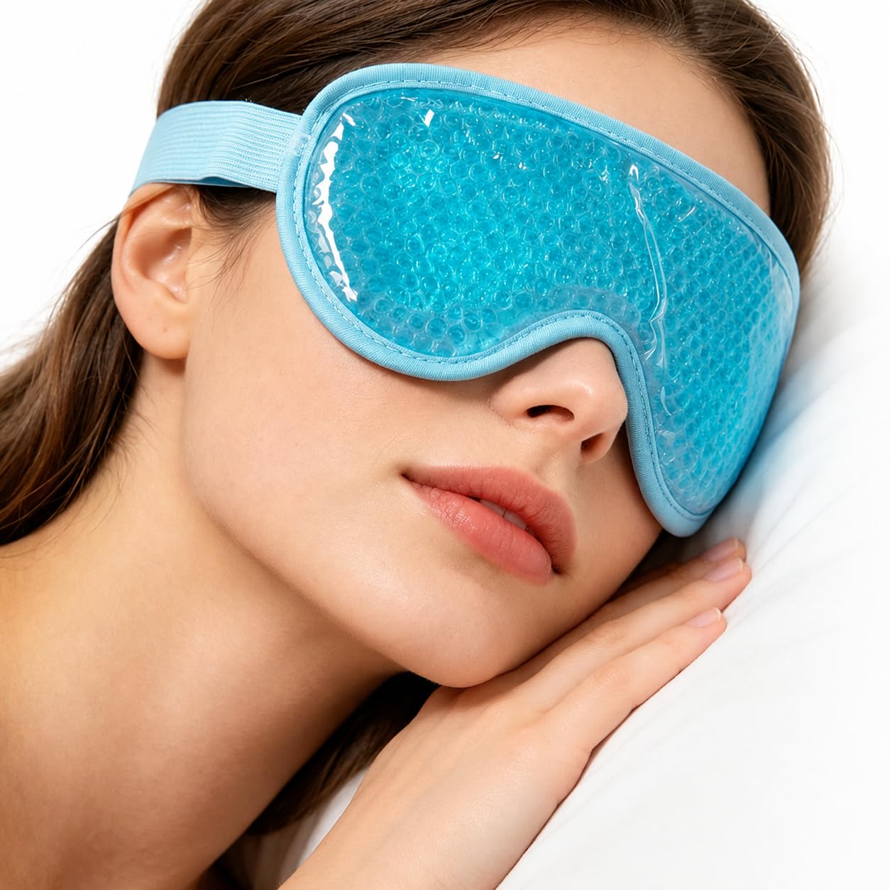 Sumiko Cooling Gel Eye Mask With Beads For Sleeping, Ice Pad Relief For Men & Women, Blue