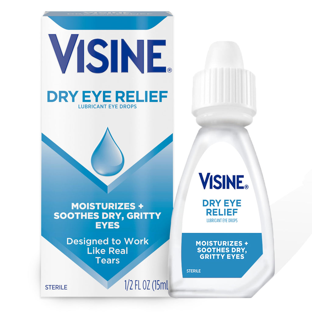 Visine Dry Eye Relief Lubricant Eye Drops with Polyethylene Glycol 400 to Moisturize and Soothe Irritated, Gritty and Dry Eyes, 