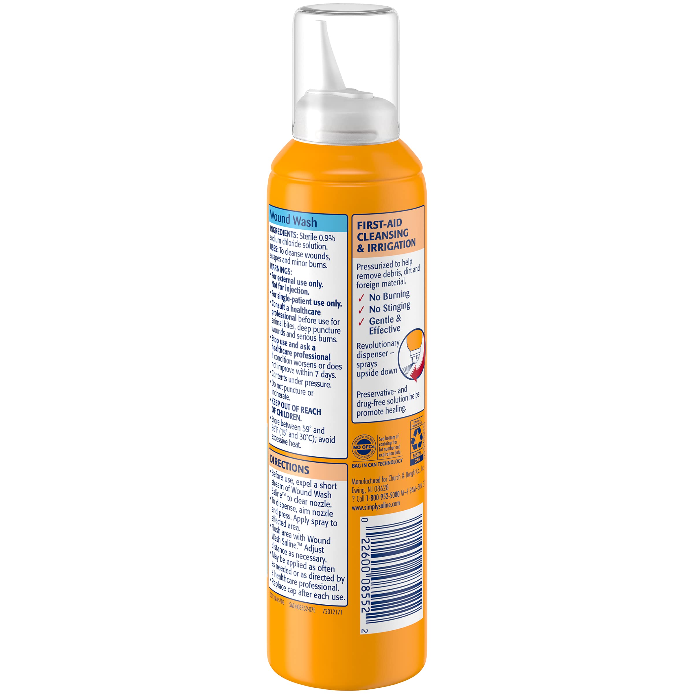 Arm & Hammer Simply Saline Wound Wash Helps Remove Dirt and Debris,7.4 Ounce (Pack of 4)