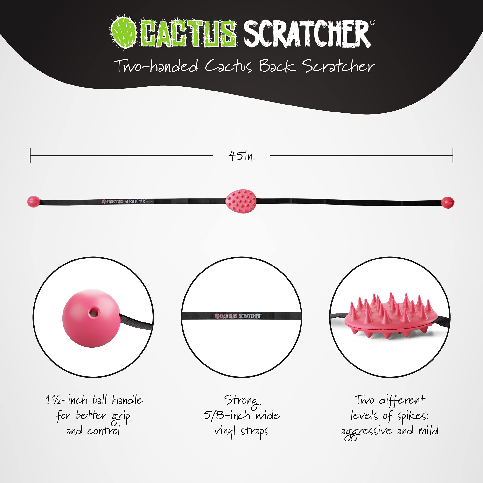 Cactus Scratcher Mini Back Scratcher for Itching Relief, 2-Sides with Aggressive & Soft Spikes, Long Handheld Scratchers for Men