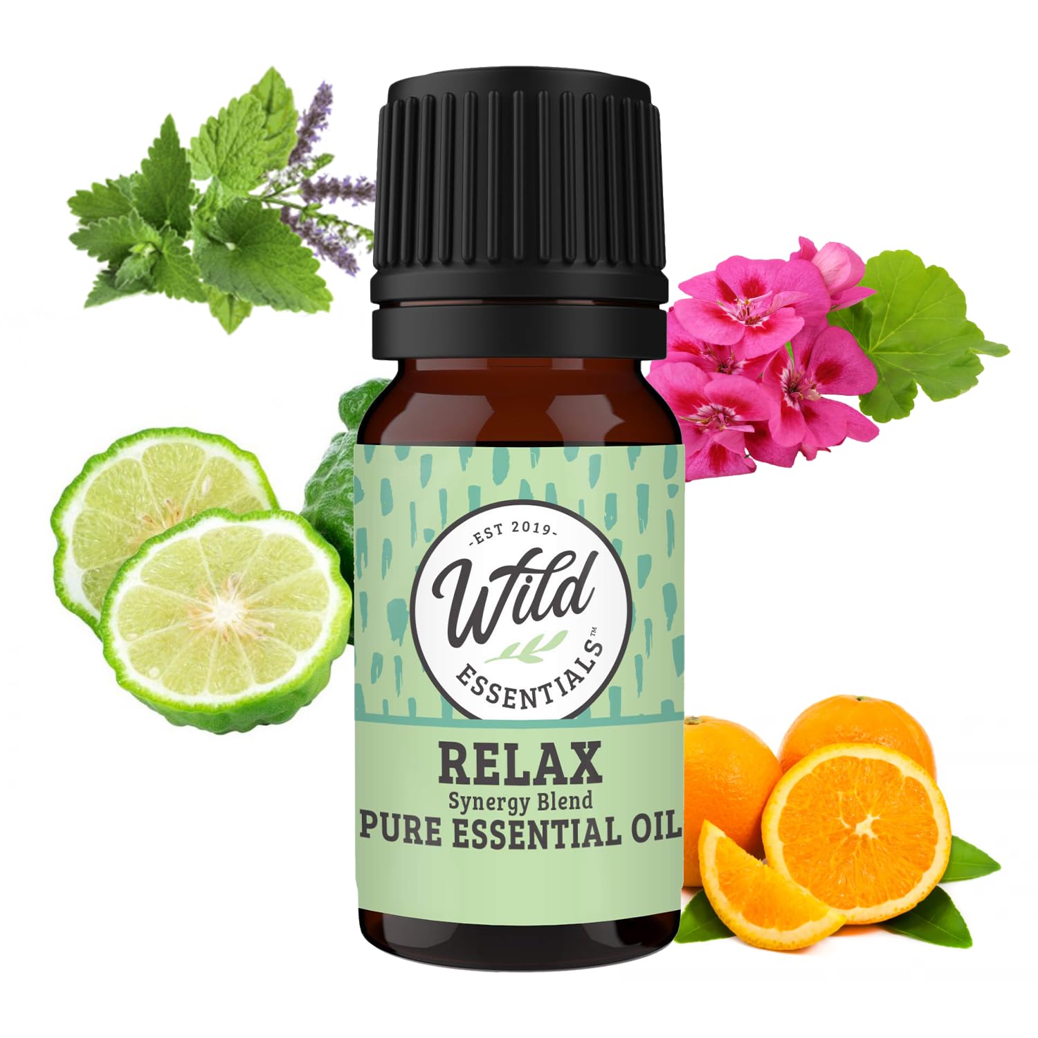 Wild Essentials Relax 100% Pure Essential Oil Synergy Blend - 10ml, Therapeutic Grade - Stress Ease, angst, Mood, Sleep, Calming