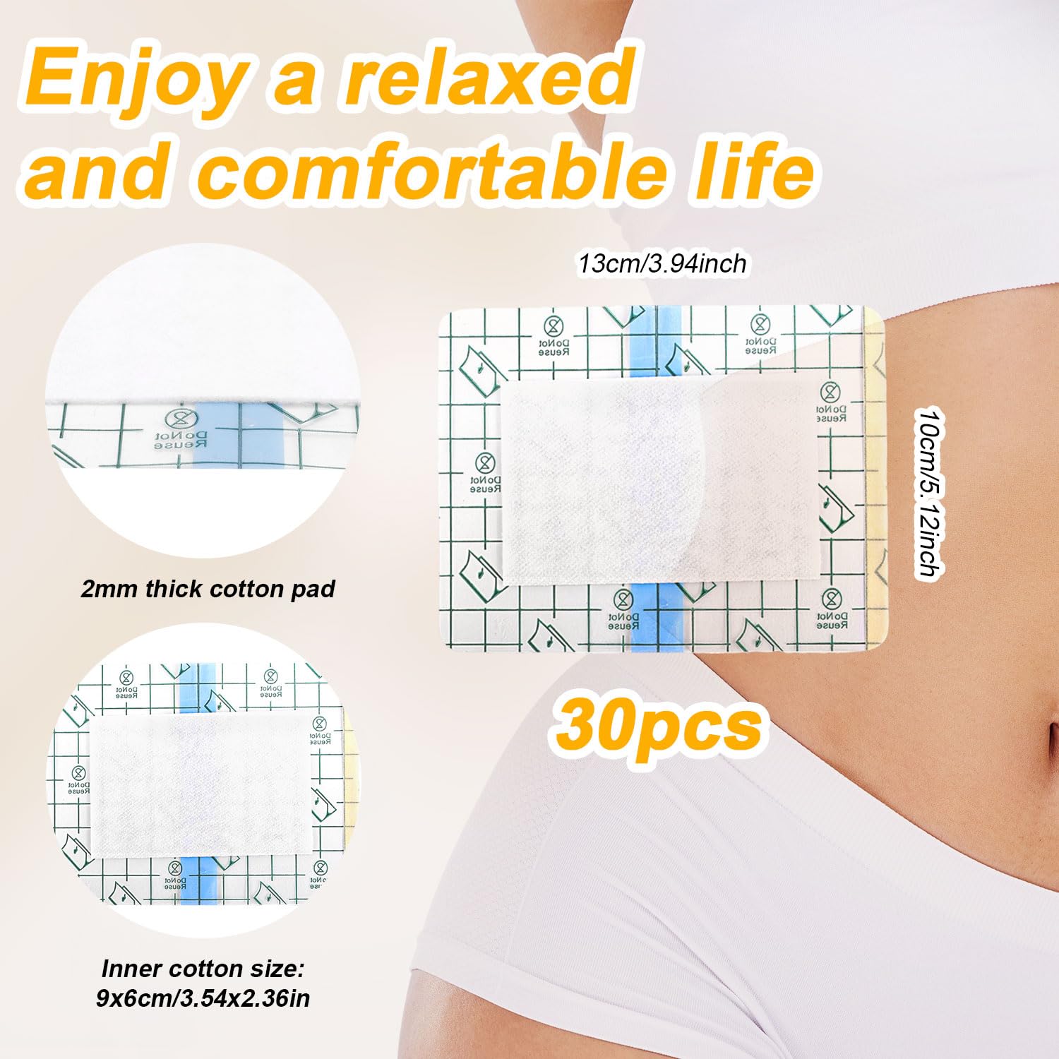 30pcs Castor Oil Pack Wrap, Self Adhesive Portable Castor Oil Belly Button Patch Anti Leakage Absorbent Cotton Perfect Gift for