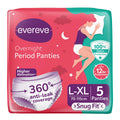 Evereve Period Panty For Girls & Women, (LXl), 5 Pcs, 360 Degree Coverage, 0% Leaks, High Absorbency For Heavy Flow, Maternity 