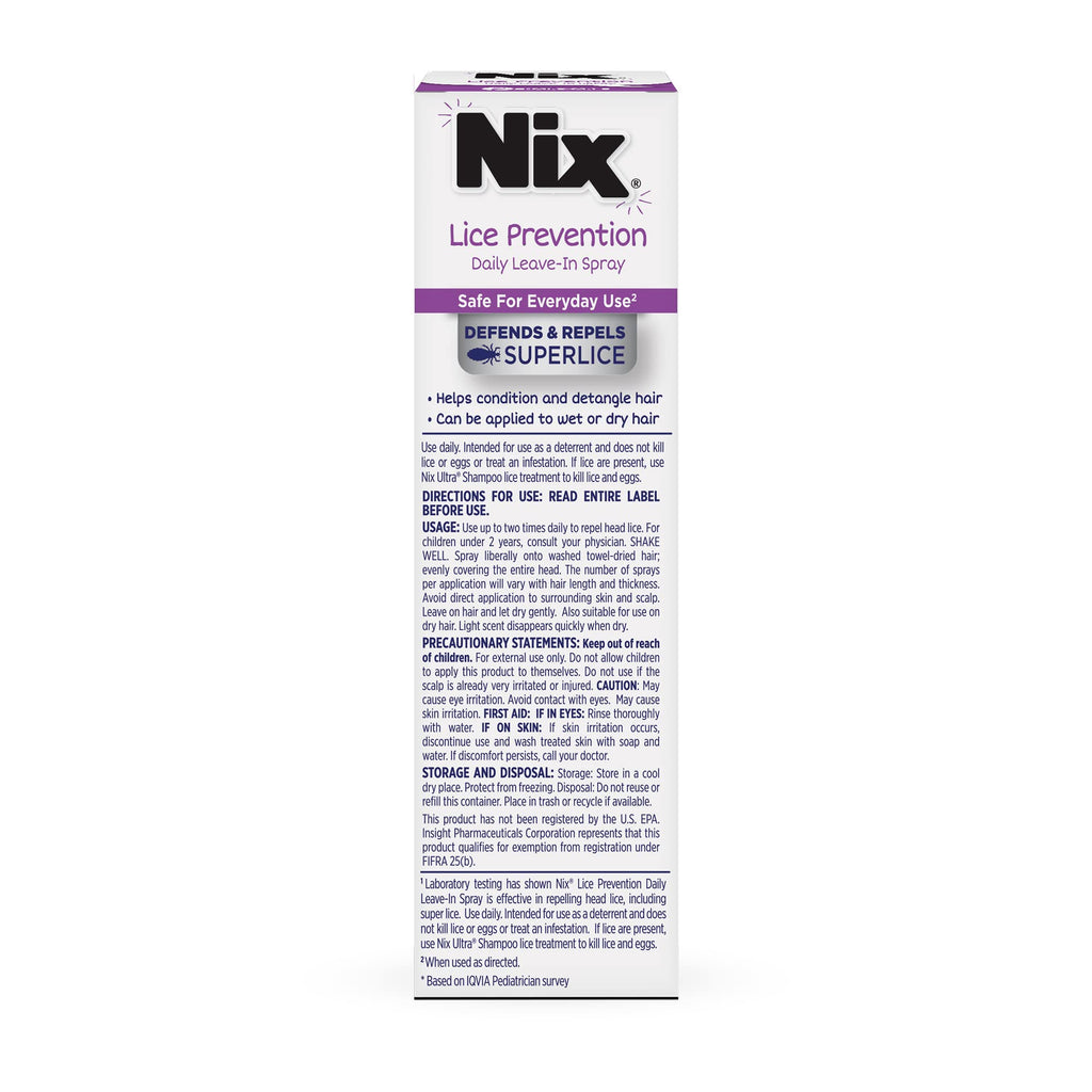 Nix Lice Prevention Spray for Kids, A Daily Leave-In Conditioning Spray to Repel Superlice, 6.0 fl oz