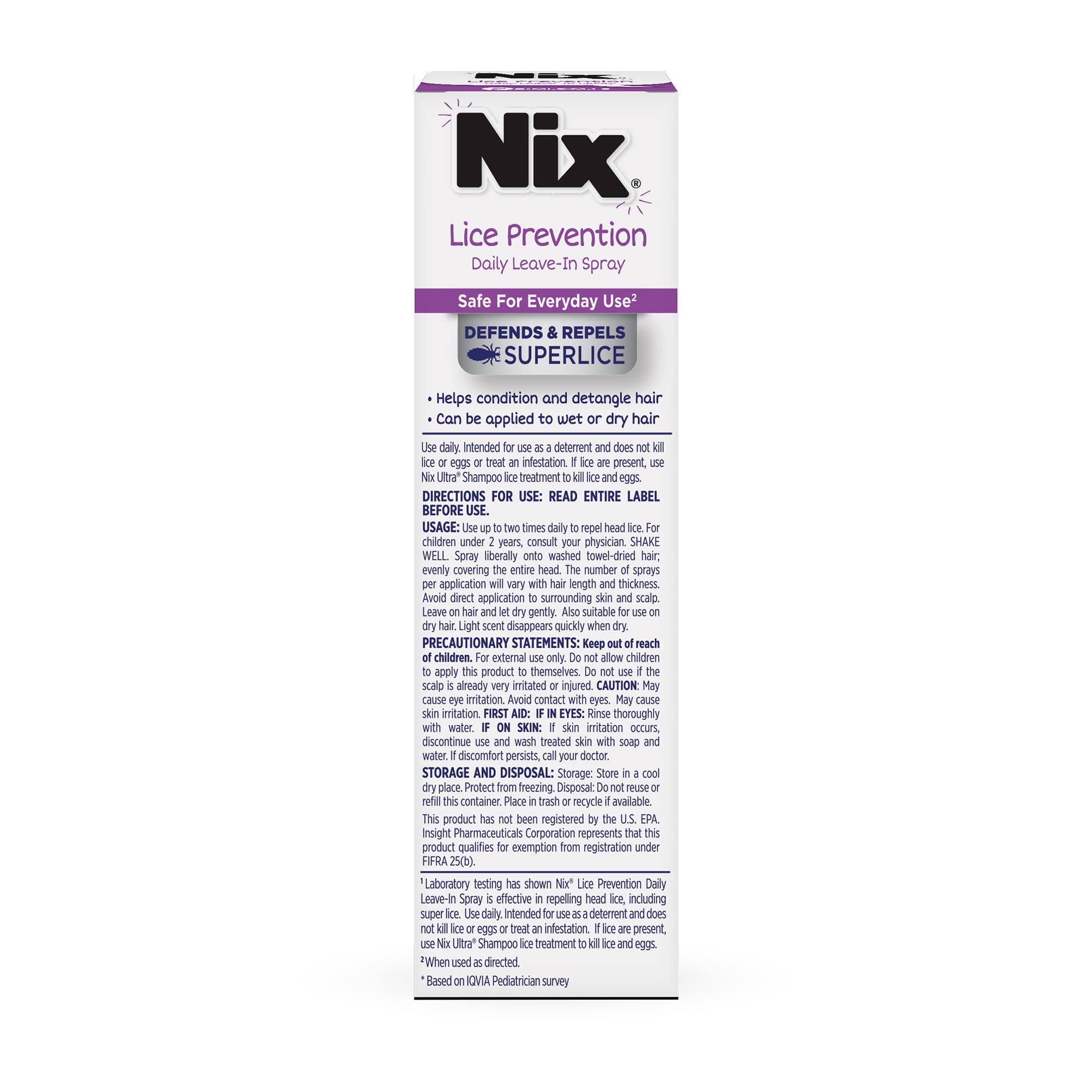 Nix Lice Prevention Spray for Kids, A Daily Leave-In Conditioning Spray to Repel Superlice, 6.0 fl oz