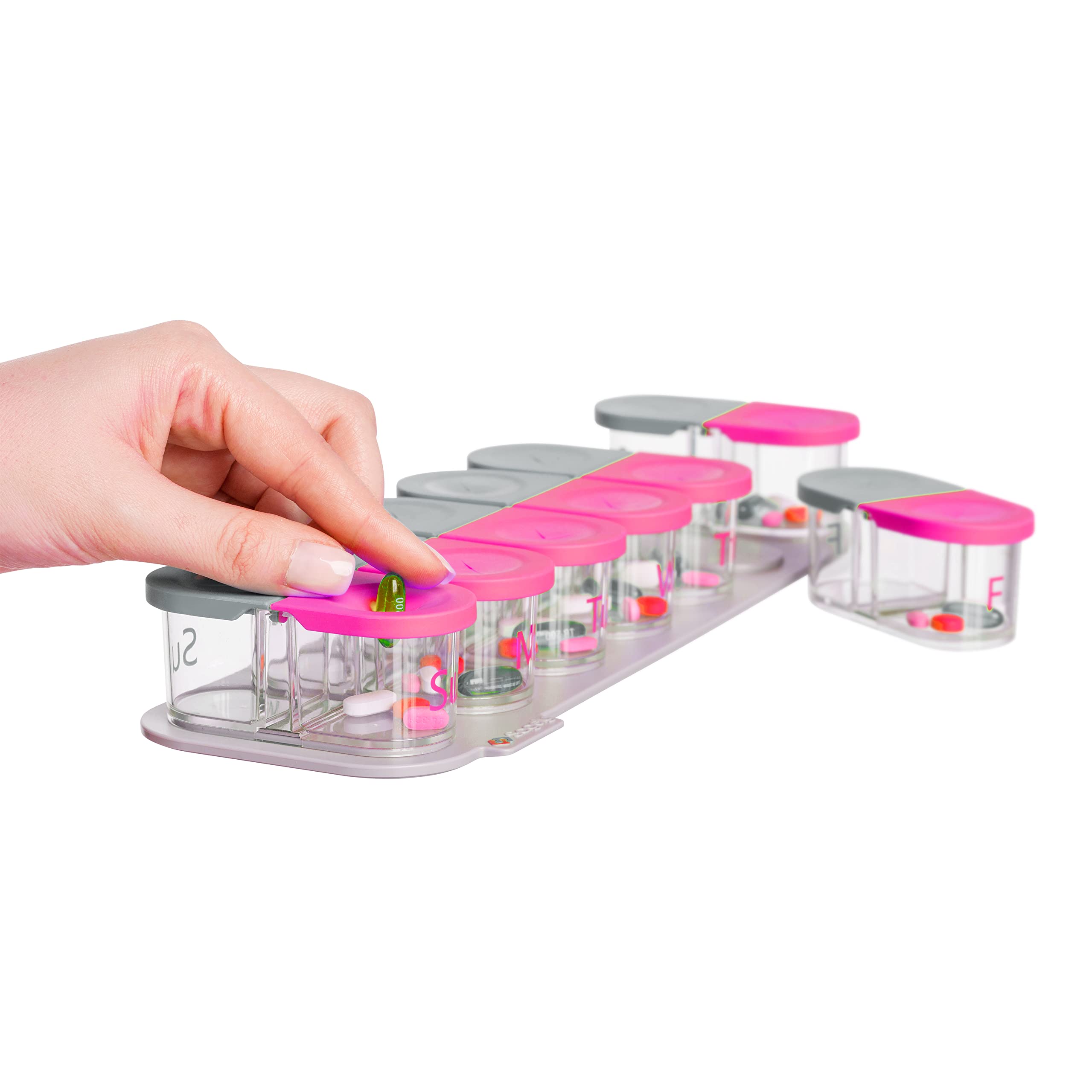 Sagely Smart XL Weekly Pill Organizer - 7 Day Pill Box 2 Times a Day with Free Reminder Alarm App (Large Enough to Fit Fish Oil,