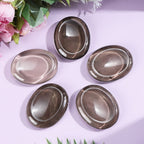 Artistone 2 Pcs Smoky Quartz Crystal Palm Stone Polished Chakra Thumb Worry Stones Set Healing Crystals for Anxiety Stress Relie