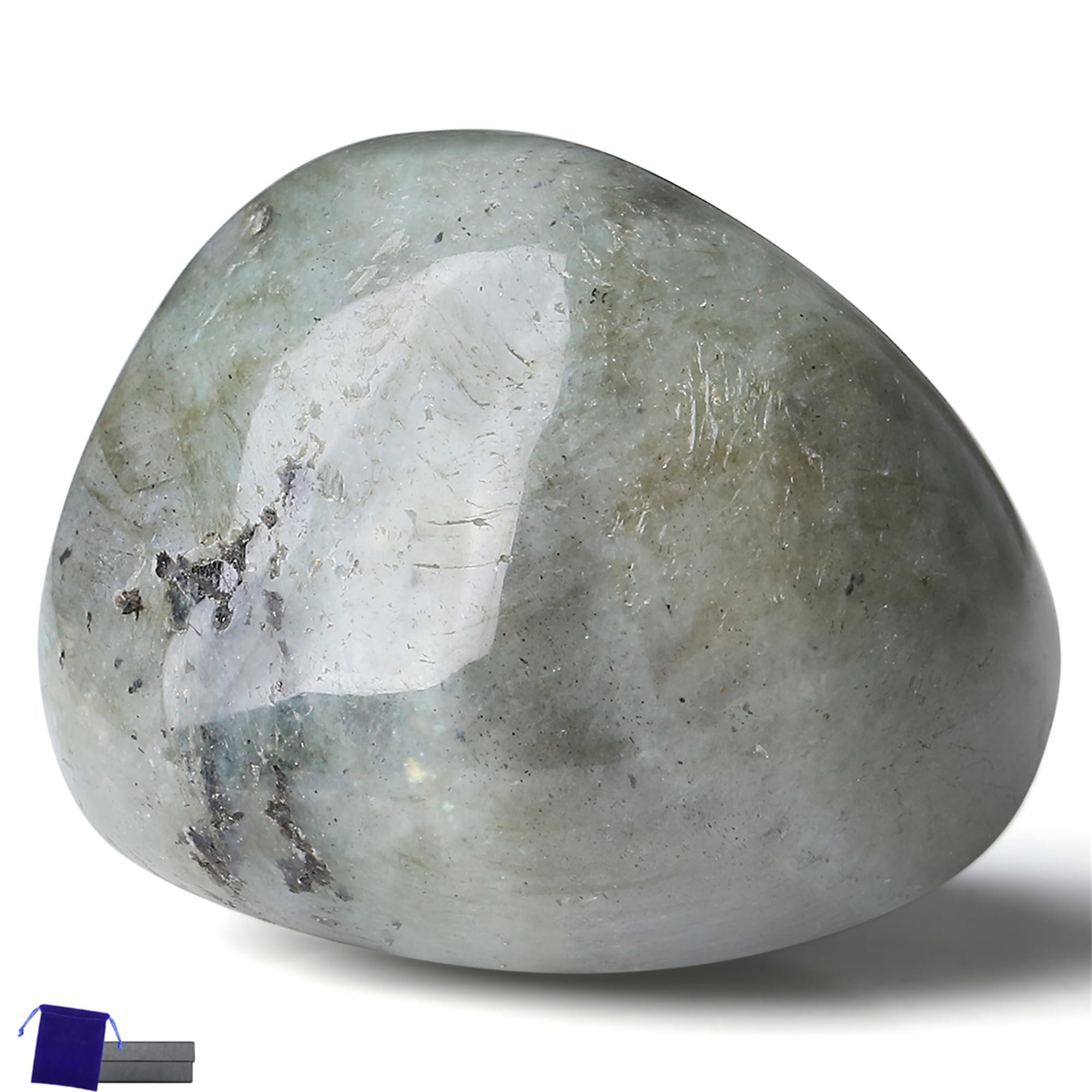 YATOJUZI 1.6''-2'' White Labradorite Natural Crystals and Healing Stones Worry Stones Polished Rocks White Gemstones Palm Stone