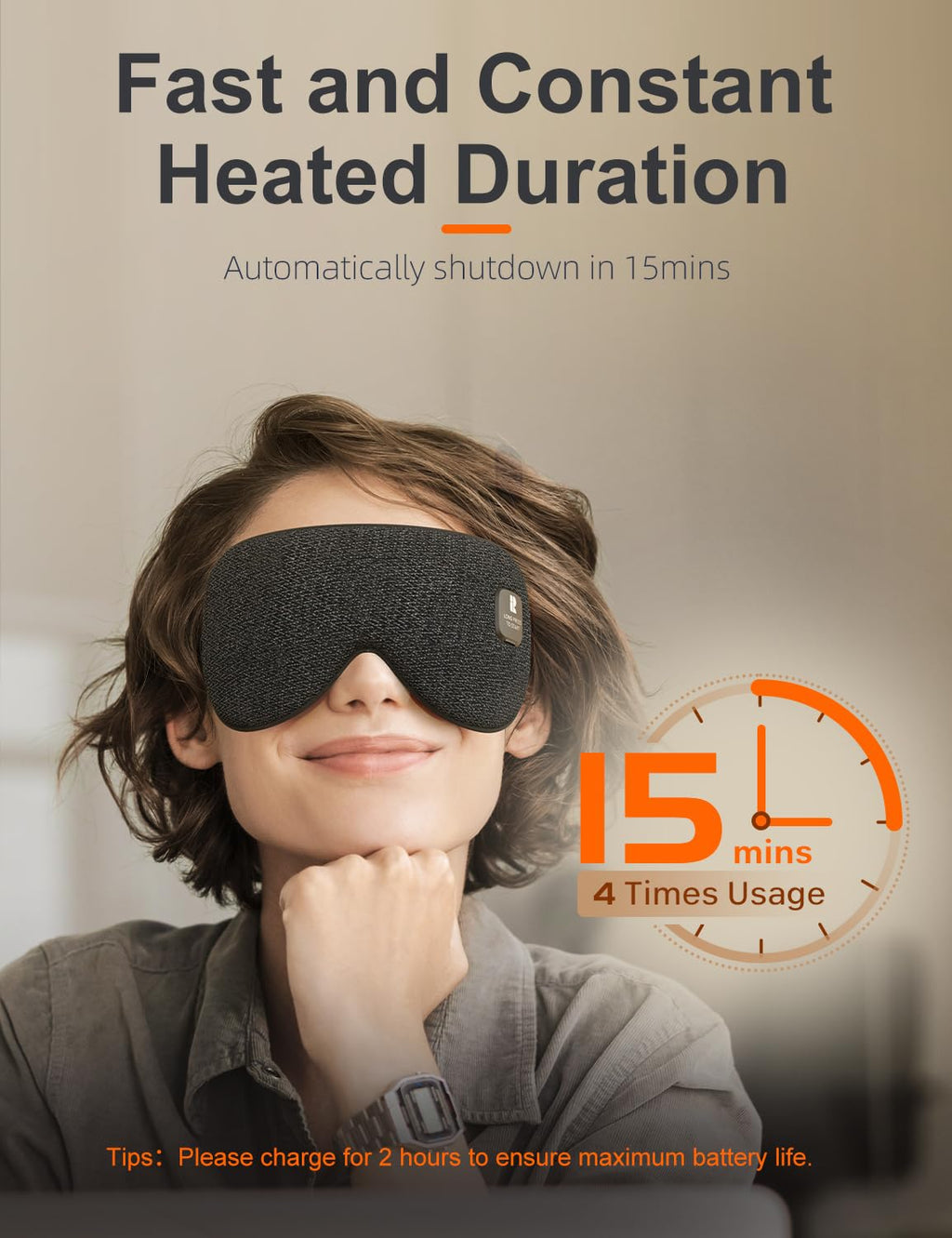 Heated Eye Mask, Cordless Heat Eye Compress for Dry Eye Stye Relax, Blackout Electric Warm Eye Mask for Airplane Sleeping for Tr