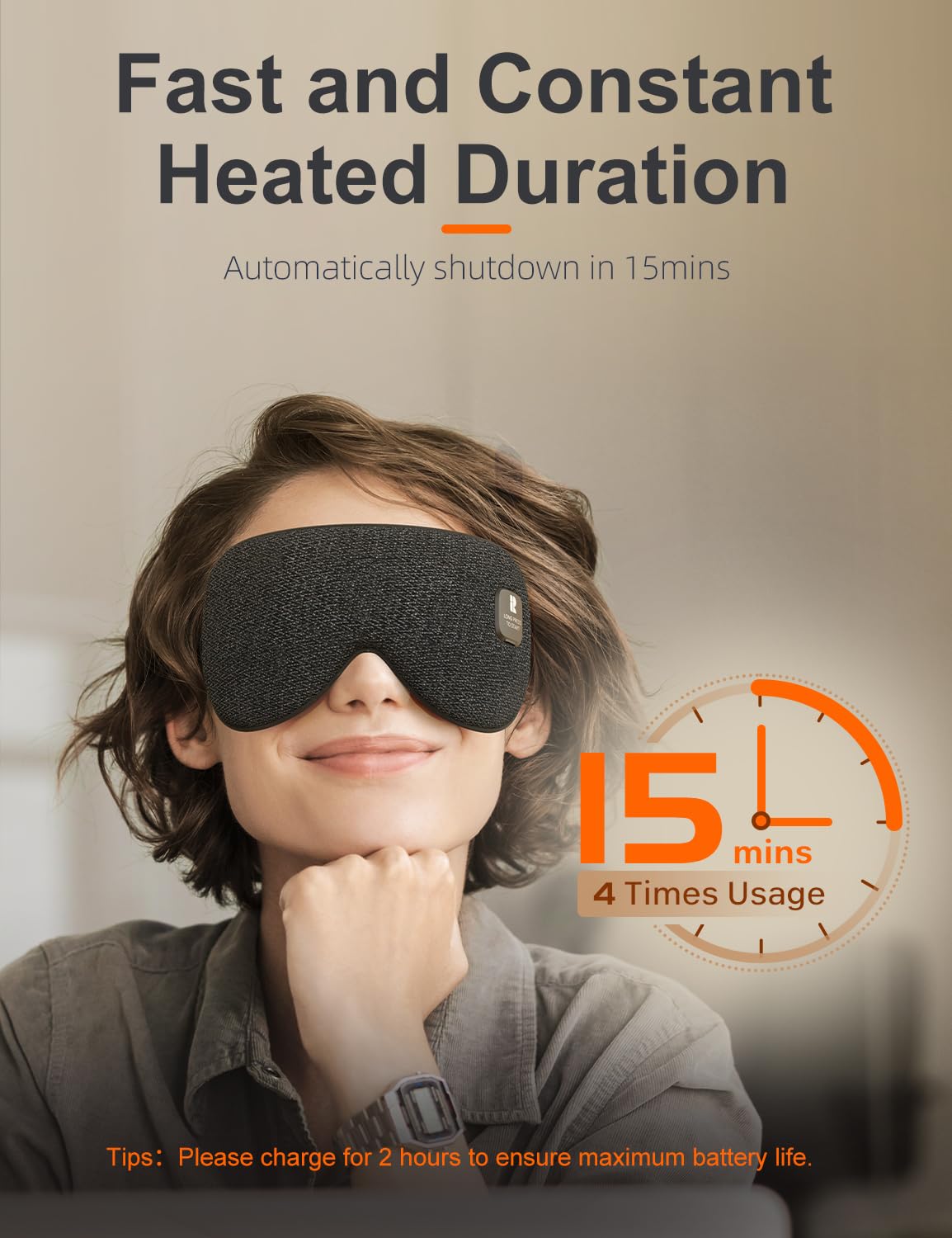 Heated Eye Mask, Cordless Heat Eye Compress for Dry Eye Stye Relax, Blackout Electric Warm Eye Mask for Airplane Sleeping for Tr