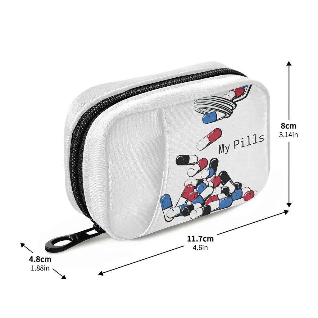 Pill Organizer Funny Medicine Pill Box 7 Day Pill Case Bag Travel Pill Organizer Bag with Zipper Portable Weekly Case Compact Si