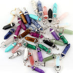 Mutilcolor 14pcs Bullet Shape Healing Pointed Chakra Pendants sugilite Quartz Crystal Stone Charm Randow Color for Necklace Maki