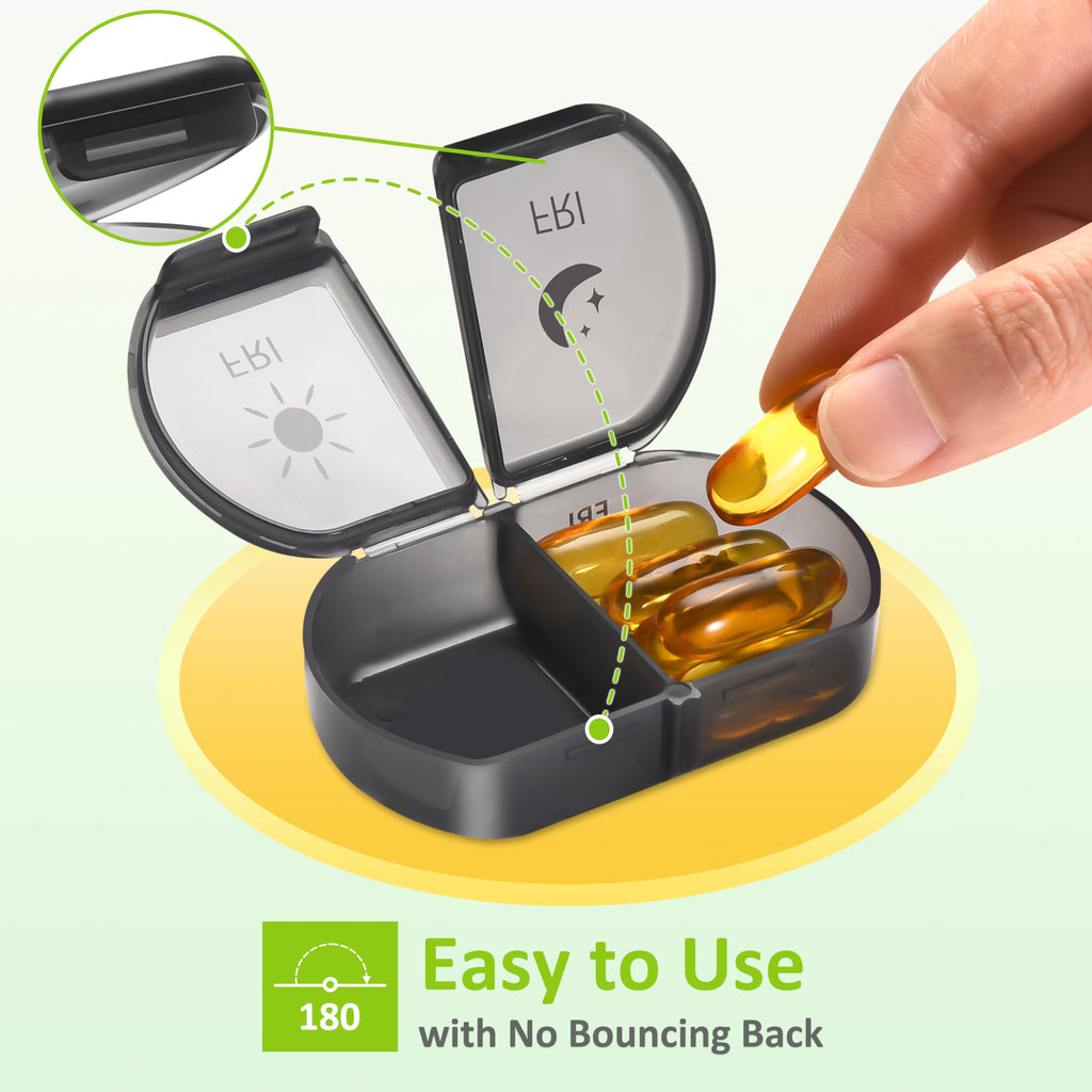 Fullicon Large Capacity Pill Organizer, Secure Pill Case with Durable Printing, Spill Proof Daily Pill Organizer, 7 Day Pill Box