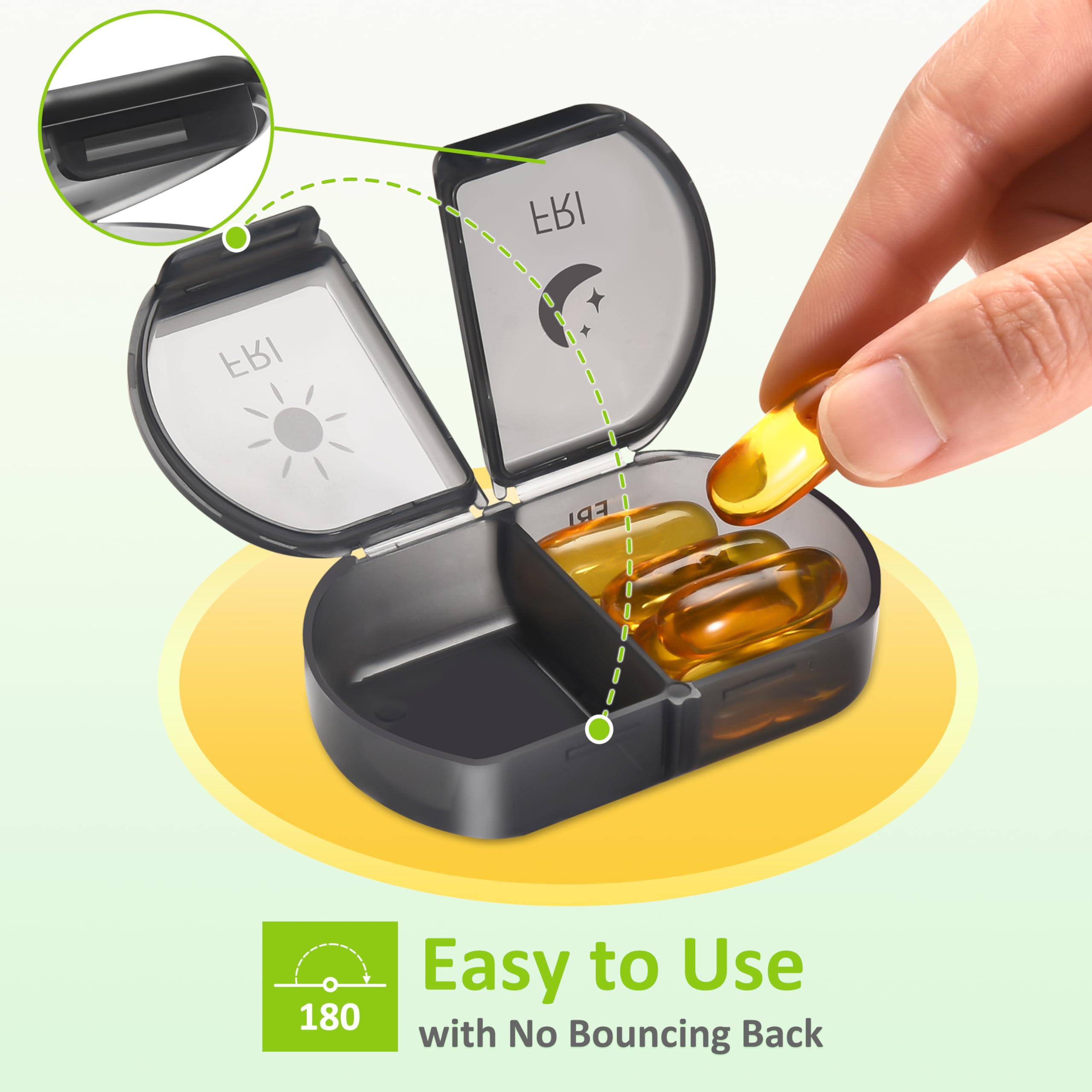 Fullicon Large Capacity Pill Organizer, Secure Pill Case with Durable Printing, Spill Proof Daily Pill Organizer, 7 Day Pill Box