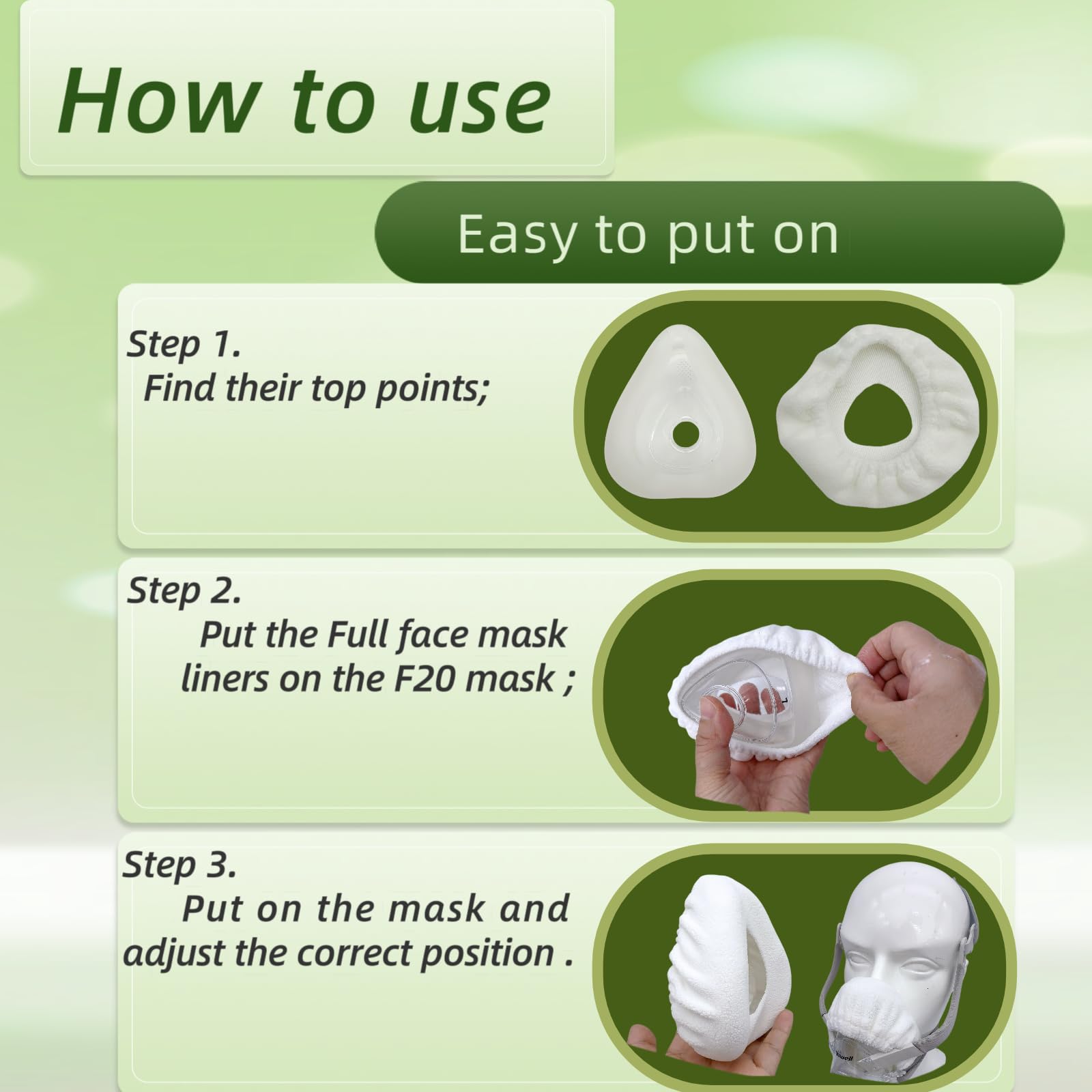 playWooWgo 8 Pack CPAP Mask Liners One Size Fit All Full Face Masks Improve The Comfort of Wearing The Mask (4 PCS Comfort Silky