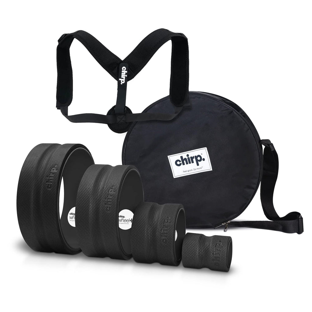 Chirp Ultimate Back + Neck Bundle, 4-Pack Wheel Roller Set with Carrying Case & Posture Corrector, Includes Focus, Deep Tissue, 