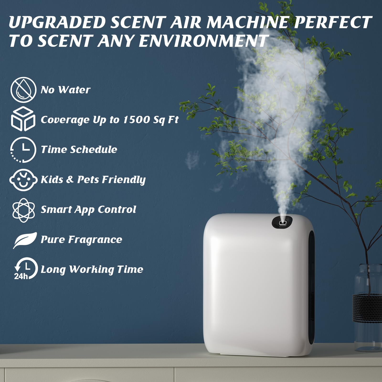 Barthelemy Scent Air Machine for Home, 1500 Sq. Ft Coverage Waterless Essential Oil Diffuser with Smart Cold Air Technology, Blu