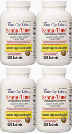 Senna-Time Generic for Senokot Natural Vegetable Laxative Senna 8.6 Mg 1000 Tablets per Bottle Pack of 4 Bottles