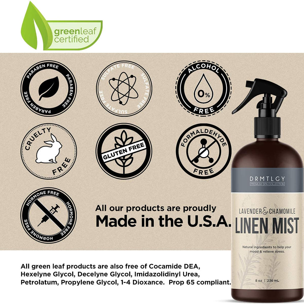 DRMTLGY Natural Green Tea Linen and Room Spray. Pure Essential Oils for a Pillow Spray, Linen Mist, and Fabric Spray. Aromathera